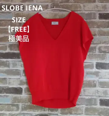 SLOBE IENA 컨디션 최상 주홍색 V넥 반팔 썸머 니트