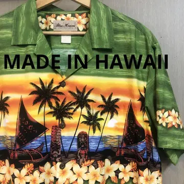 알로하 셔츠 하와이 제 코튼 100 Blue Hawaii XL