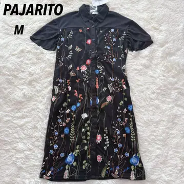 새상품!! PAJARITO 반팔 셔츠 원피스 M 꽃무늬 자수