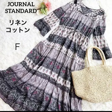 저널 스탠다드 롱 원피스 린넨 코튼 이너 포함 프릴