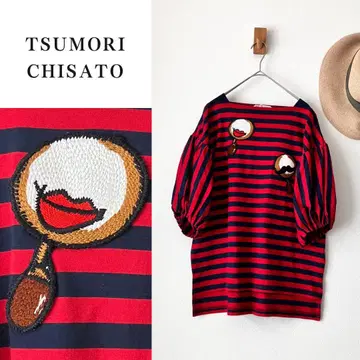 TSUMORICHISATO 츠모리치사토 자수 보더 튜닉 상의