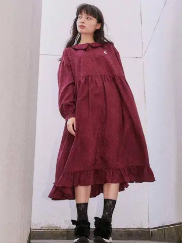 메리 제니 자카드 베어 원피스