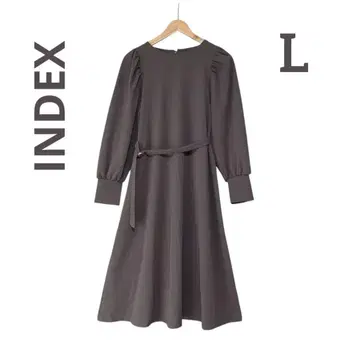 INDEX 벨트 포함 긴팔 원피스 심플 고급스러운 플레어 A 라인 L
