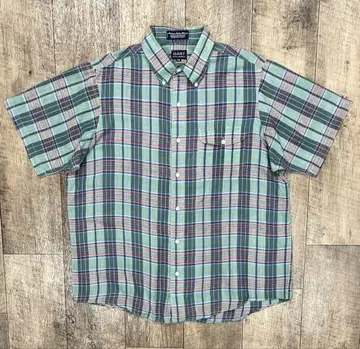 80'S GANT 마드라스 반팔 3단 단추 BD 셔츠 체크 무늬