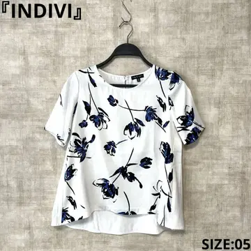 일본제 [INDIVI] 플라워 프린트 블라우스 반팔 블라우스 SIZE05