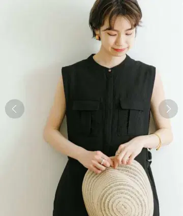 어반 리서치 ACUTA 슬리브리스 사이드 벨트 원피스 베스트 블랙