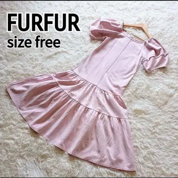 FURFUR 퍼프 슬리브 분또 원피스 핑크 프리 맥시