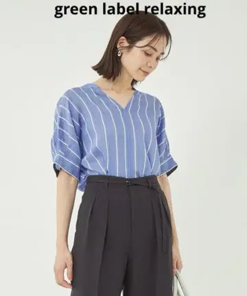 green label relaxing 시어 스트라이프 스키퍼 셔츠