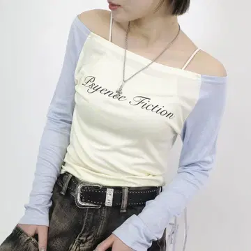PSYENCE FICTION 오프숄더 래글런 시어 탑