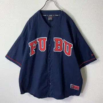 FUBU 베이스볼 셔츠 XXL 네이비 양면 자수 로고 등 번호 05 반팔
