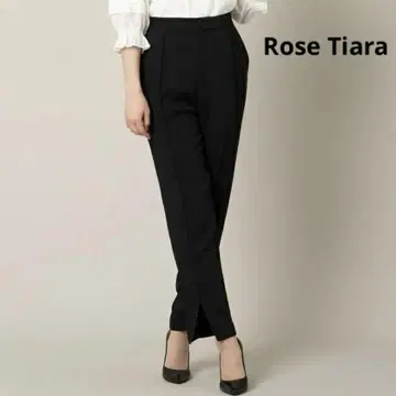 새상품급 Rose Tiara 에스테르 크로스 테이퍼드 팬츠 스트레치 블랙