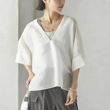 Loungedress 스키퍼 시어 블라우스 화이트