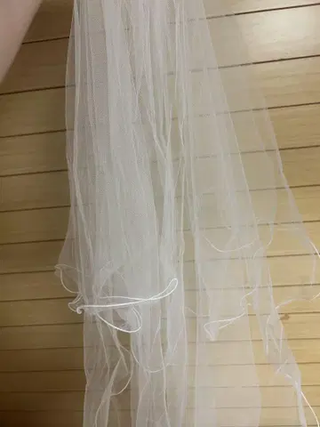 화이트 얇은 명주 베일 웨딩 베일 빗 포함