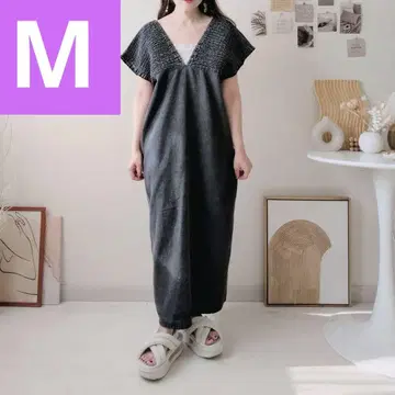 시마무라 데님 셔링 원피스 블랙 M 사이즈