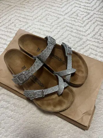 BIRKENSTOCK 샌들 실버 레오파드 무늬 23cm