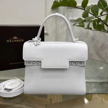 델보 DELVAUX Tempete Crush 핸드백 PM 화이트