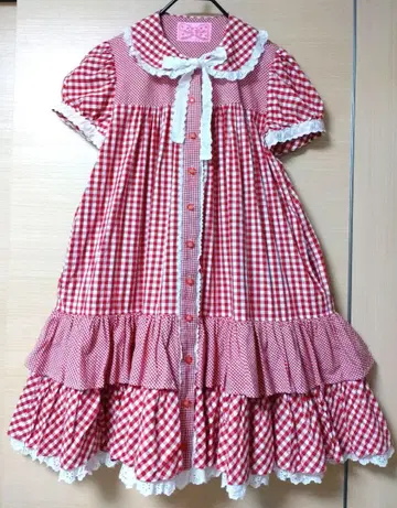 Angelic Pretty 깅엄 홀릭 원피스 빨간색