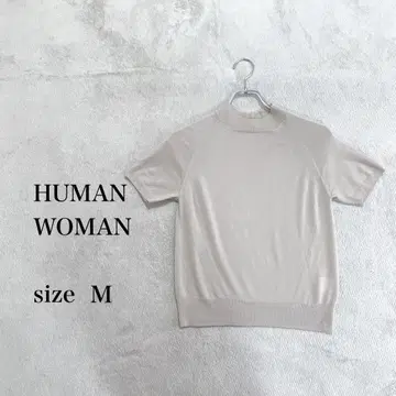 HUMAN WOMAN 베이지 반팔 니트 울 100% 사이즈 M