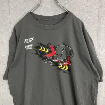 Hendrick 나스카 레이싱 카 프린트 그레이 티셔츠 2XL
