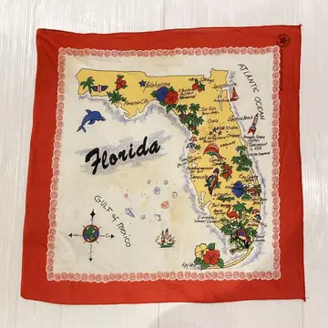 NOS 80s FLORIDA 빈티지 반다나 빈티지 USA제
