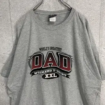 DAD 프린트 반팔 그레이 오버 사이즈 티셔츠 2XL