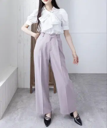clear 원턱 스트레이트 팬츠 라벤더 M 미사용 새상품