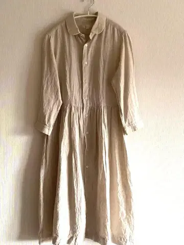 모리카게 셔츠 원피스 에크루 아이보리 베이지 린넨