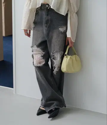 kastane 카스타네 레이스 데님 팬츠 블랙 사이즈 1