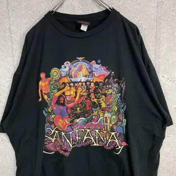 SANTANA 뮤직 이벤트 프린트 블랙 티셔츠 2XL