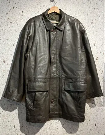 90s J.C.JEZEQUEL 램 가죽 카 코트 빈티지 브라운