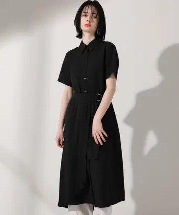 유나이티드 도쿄] 랩 플리츠 원피스 블랙