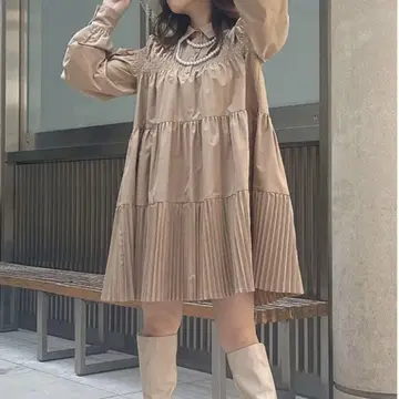 새상품급 eimy istoire 개더 플리츠 셔츠 원피스