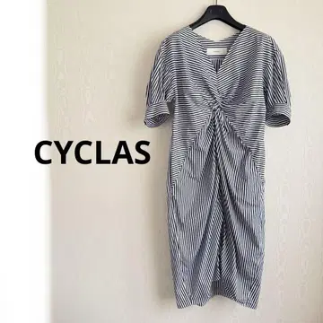 여름 코디 CYCLAS 시원한 스트라이프 원피스 코튼 네이비 시클라스