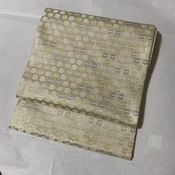 후쿠로 오비 크림색 거북이 무늬 꽃 무늬