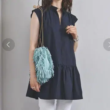 UNITED ARROWS 개더 스탠드 카라 튜닉