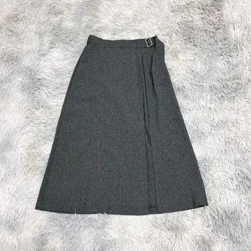 KUMIKYOKU 쿠미쿄쿠 여성용 미디 스커트 S 그레이 플레어 벨트