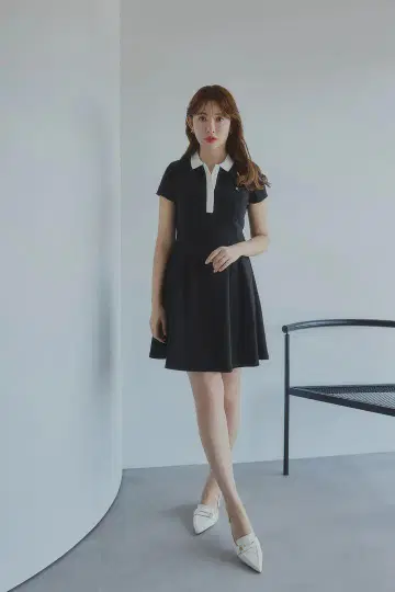 herlipto 쇼트 슬리브 폴로 미니 드레스