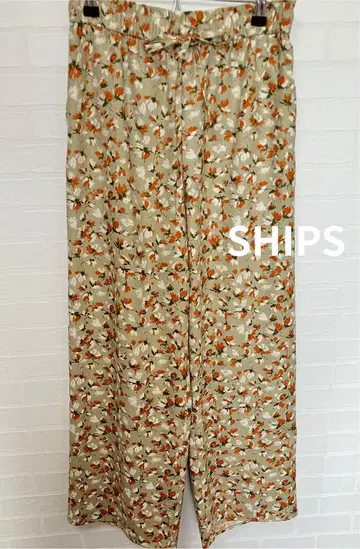 SHIPS 베이지 오렌지 꽃무늬 38 이지 팬츠
