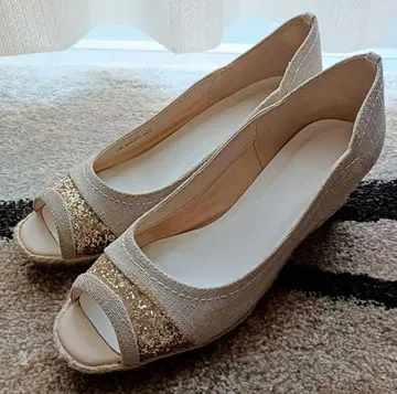 DIANA 오픈토 펌프스 24.5cm 골드 웨지솔