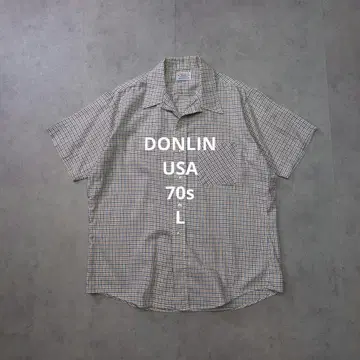 70년대 USA제 DONLIN 오픈 카라 셔츠 반팔 L