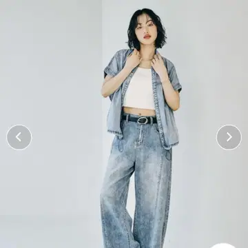 LEPSIM 데님 셔츠 베스트 라이트 블루