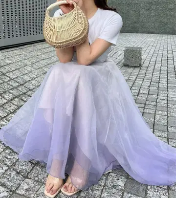 eimy istoire 에어리 그라데이션 스커트 플레어 퍼플