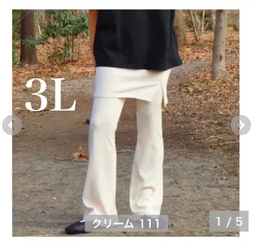 nozomi 리브 스커트 도킹 팬츠 3L 화이트 시마무라