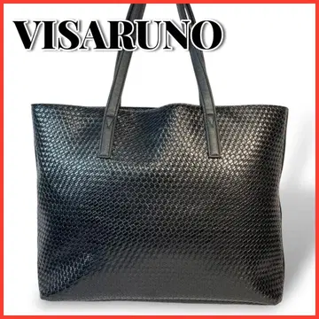 VISARUNO 비사르노 토트백 가죽 인트레차트 뜨개질 블랙
