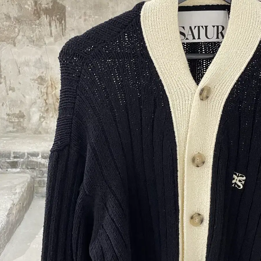 SATUR | 세터 Satur Black Faro Pocket Boucle Cardigan on