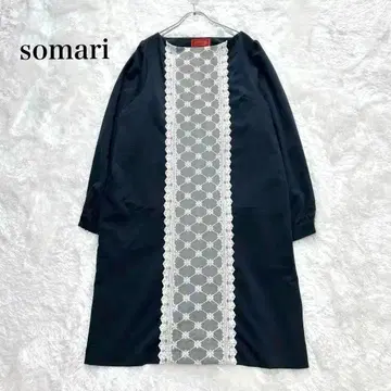 somari 소말리아 레이스 긴팔 원피스 네이비