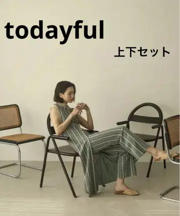 투데이풀 슬리브리스 자카드 니트 레깅스 팬츠 셋업