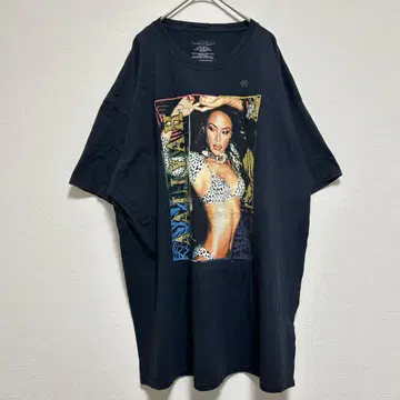 AALIYAH 아리아 밴드 티셔츠 밴 티 XL 상당 블랙 컬러 구제 의류