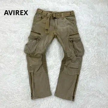 아비렉스 워크 카고 팬츠 유즈드 가공 벨트 벨테트 바이커