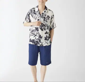 크레이프 거즈 브러시드 플라워 남성용 셔츠